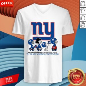 Alternative view of Snoopy And Friends New York Giants It’s The Most Wonderful Time Of The Year Shirt