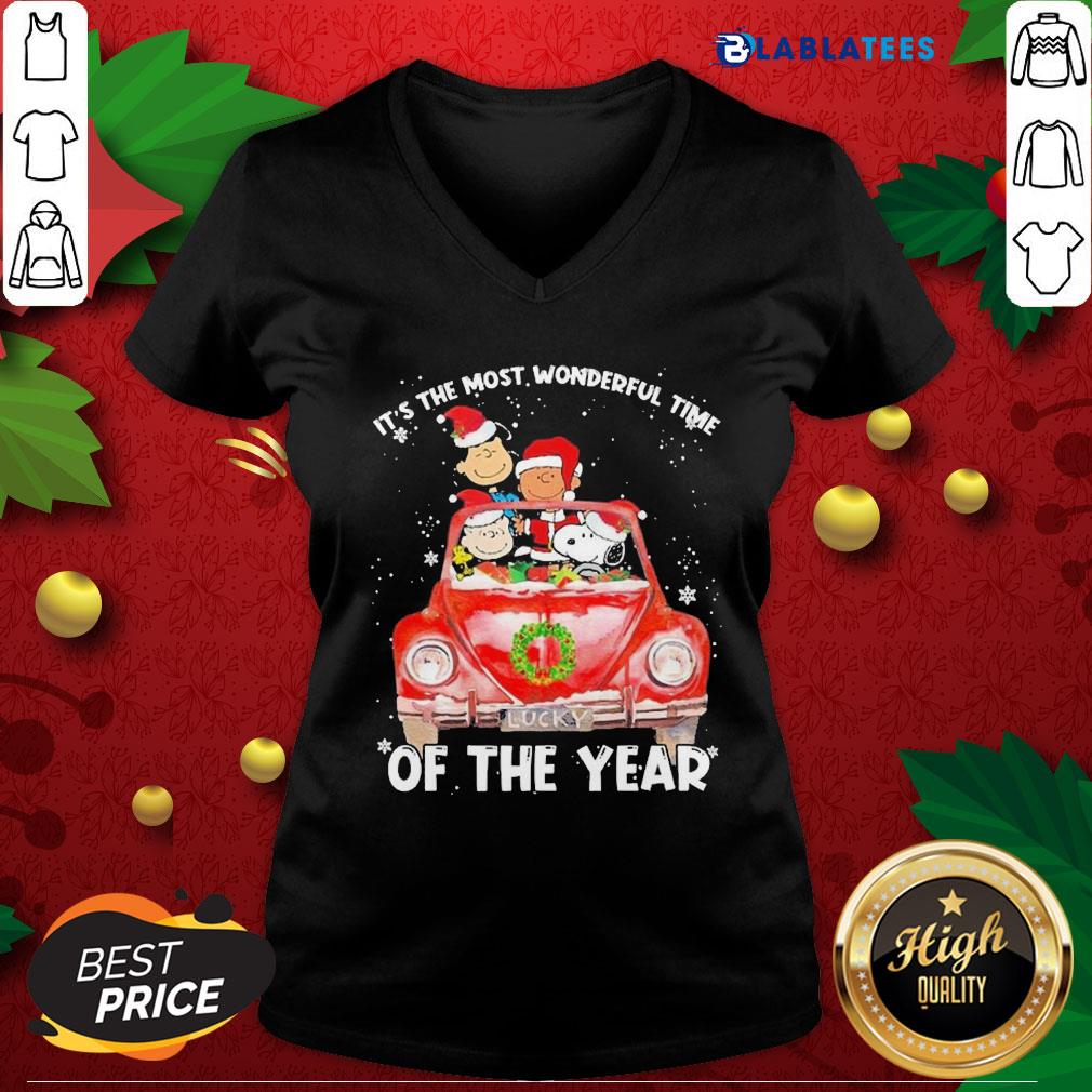 Snoopy And Friends Santa It'S The Most Wonderful Time Of The Year Christmas Shirt - Image 3