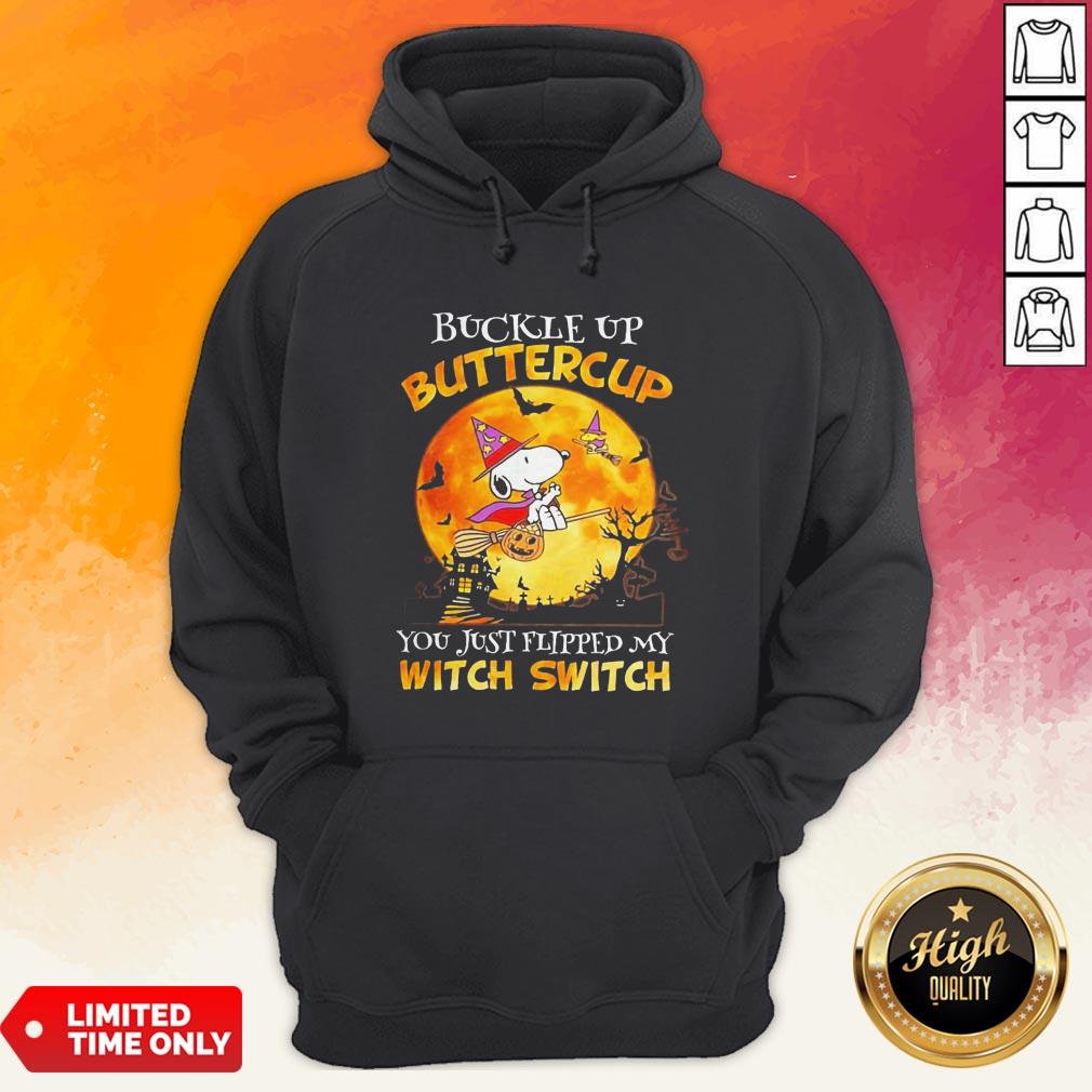 Snoopy Buckle Up Buttercup You Just Flipped My Witch Switch Halloween Shirt - Image 2