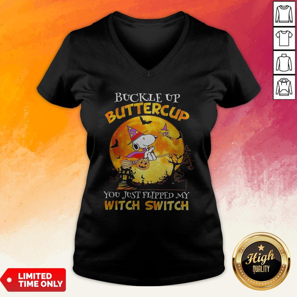 Snoopy Buckle Up Buttercup You Just Flipped My Witch Switch Halloween Shirt - Image 3
