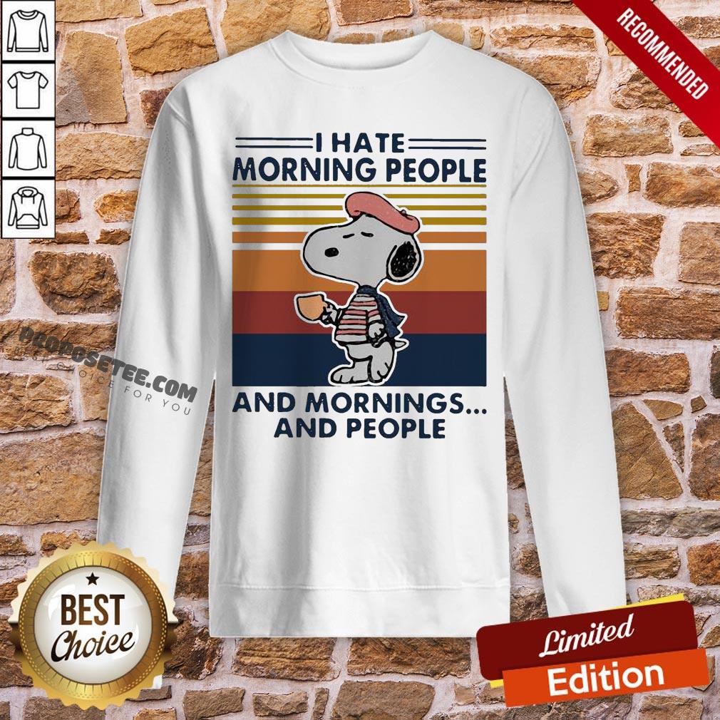 Snoopy I Hate Morning People And Mornings And People Vintage Shirt - Image 4
