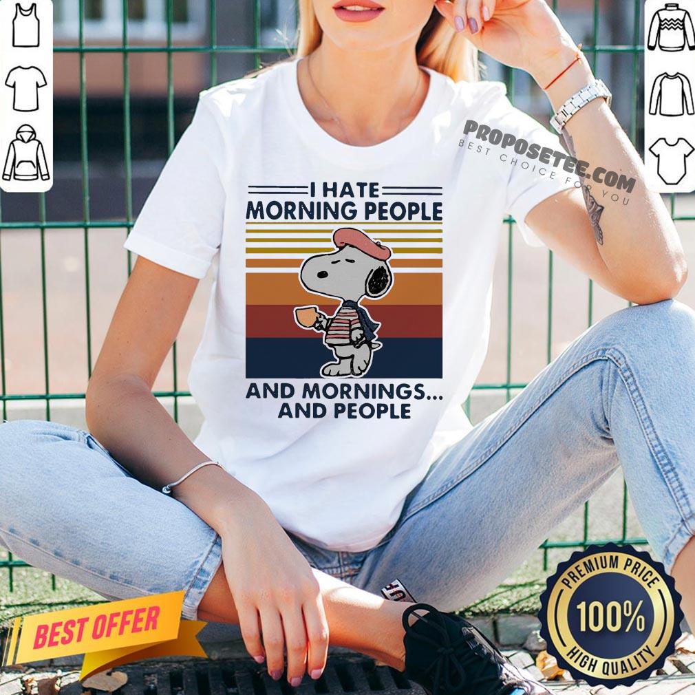 Snoopy I Hate Morning People And Mornings And People Vintage Shirt - Image 2