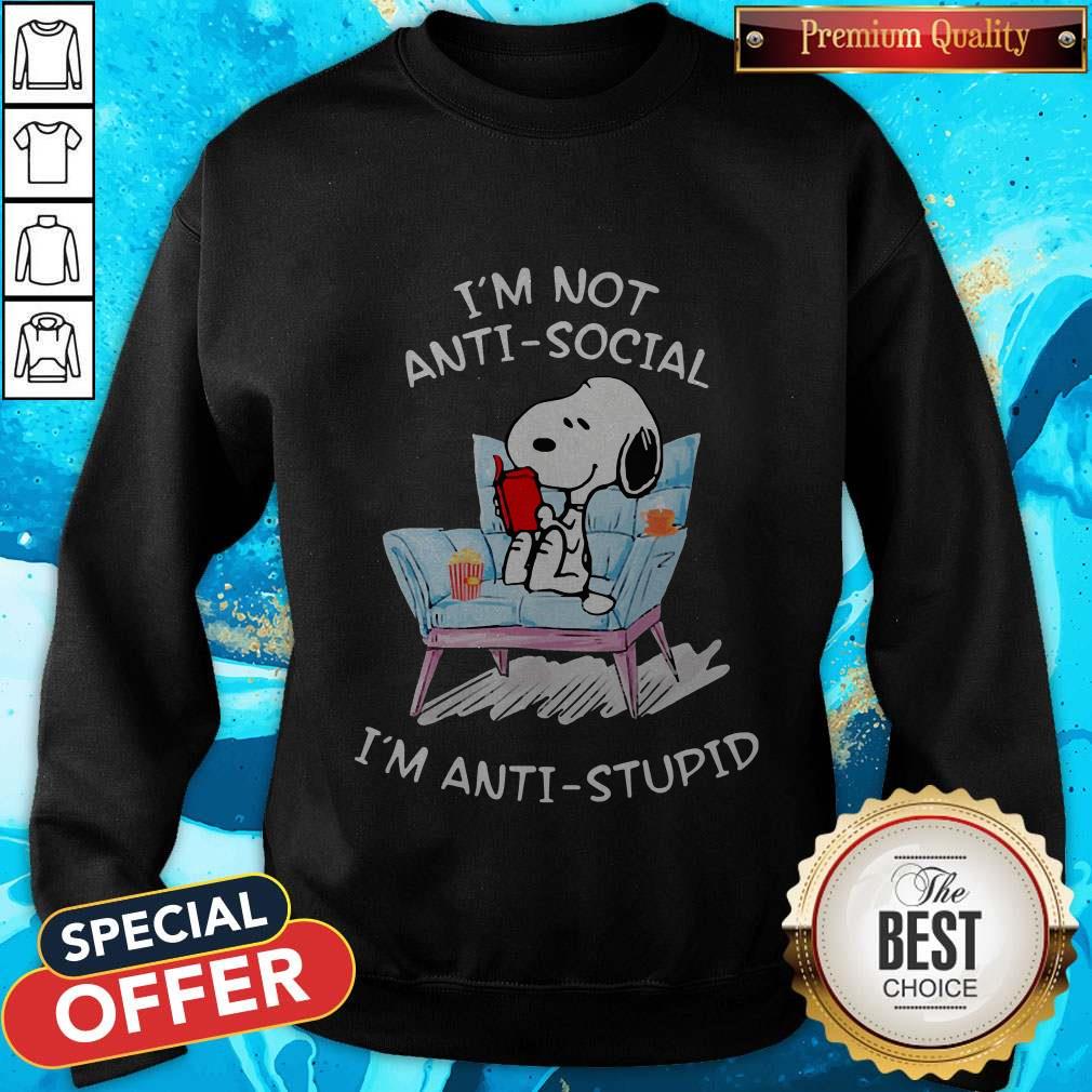 Snoopy Read Book I’m Not Anti-Social I’m Anti -Stupid Shirt - Image 4