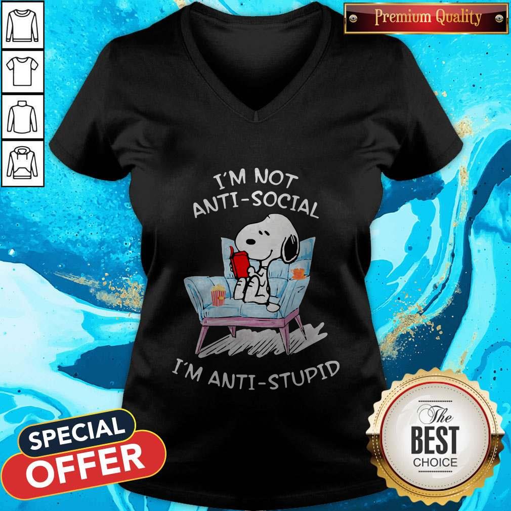 Snoopy Read Book I’m Not Anti-Social I’m Anti -Stupid Shirt - Image 2