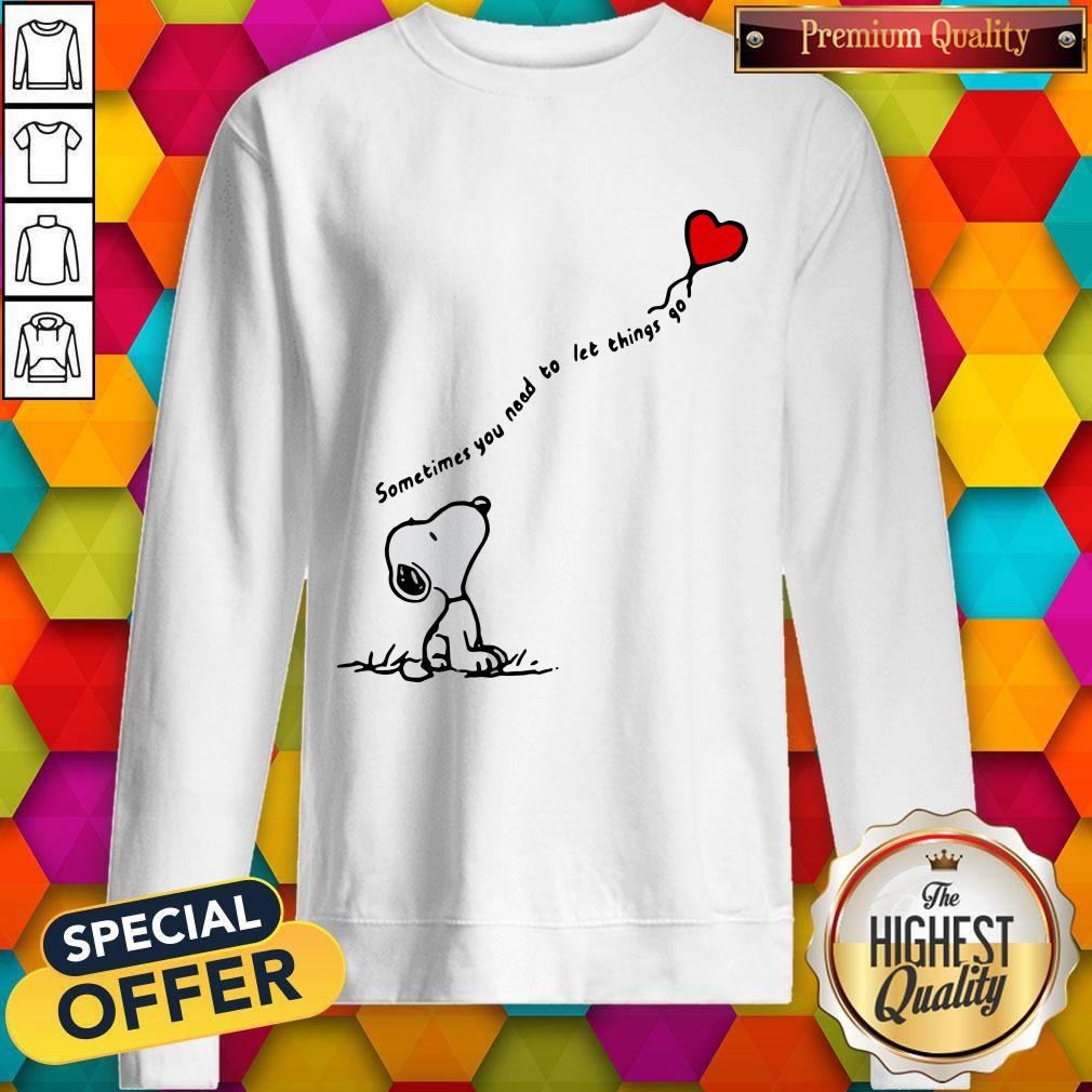 Snoopy Sometimes You Need To Let Things Go Hearts Shirt - Image 5