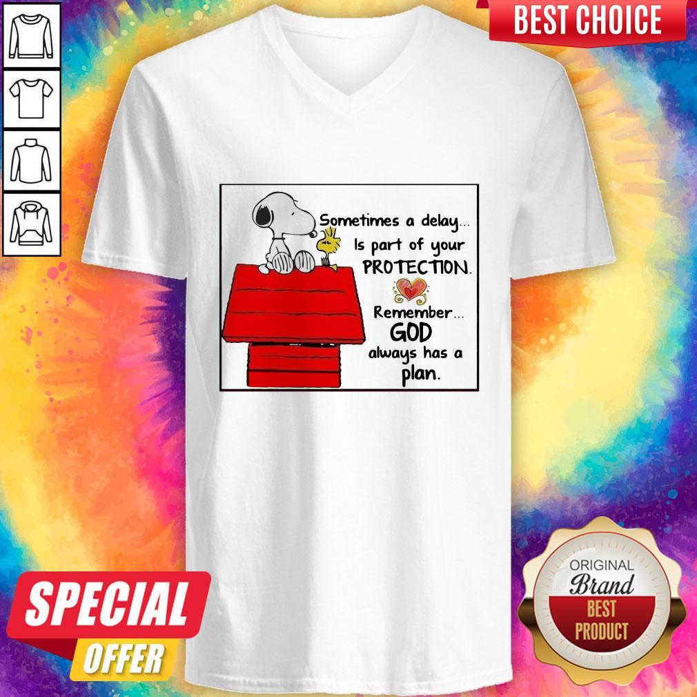 Snoopy Woodstock Sometimes A Delay Is Part Of Your Protection Remember God Always Has A Plan Shirt - Image 2