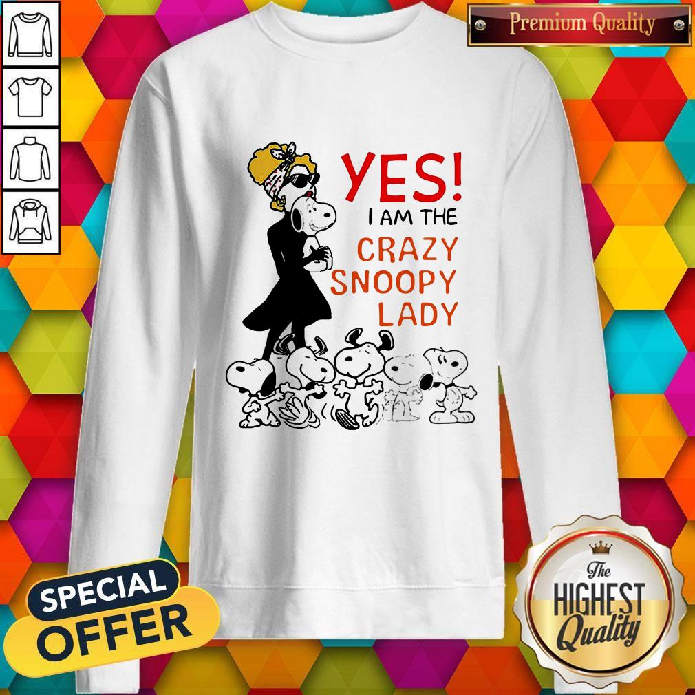 Snoopy Yes I Am The Crazy Snoopy Lady Shirt - Image 5