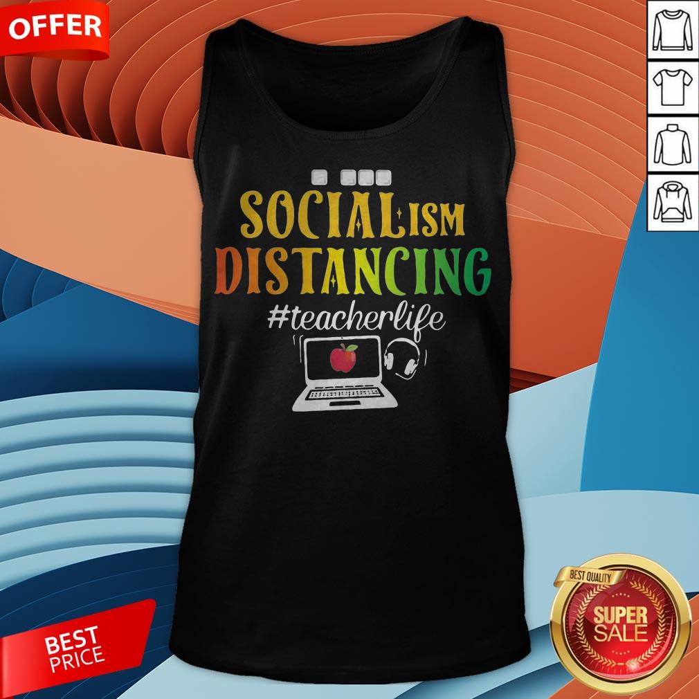 Social Ism Distancing Teacherlife Apple Laptop Shirt - Image 3