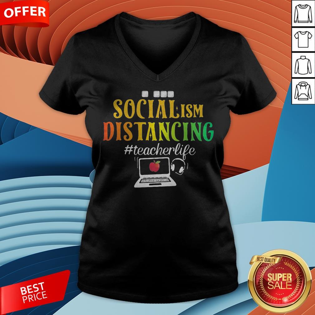 Social Ism Distancing Teacherlife Apple Laptop Shirt - Image 2