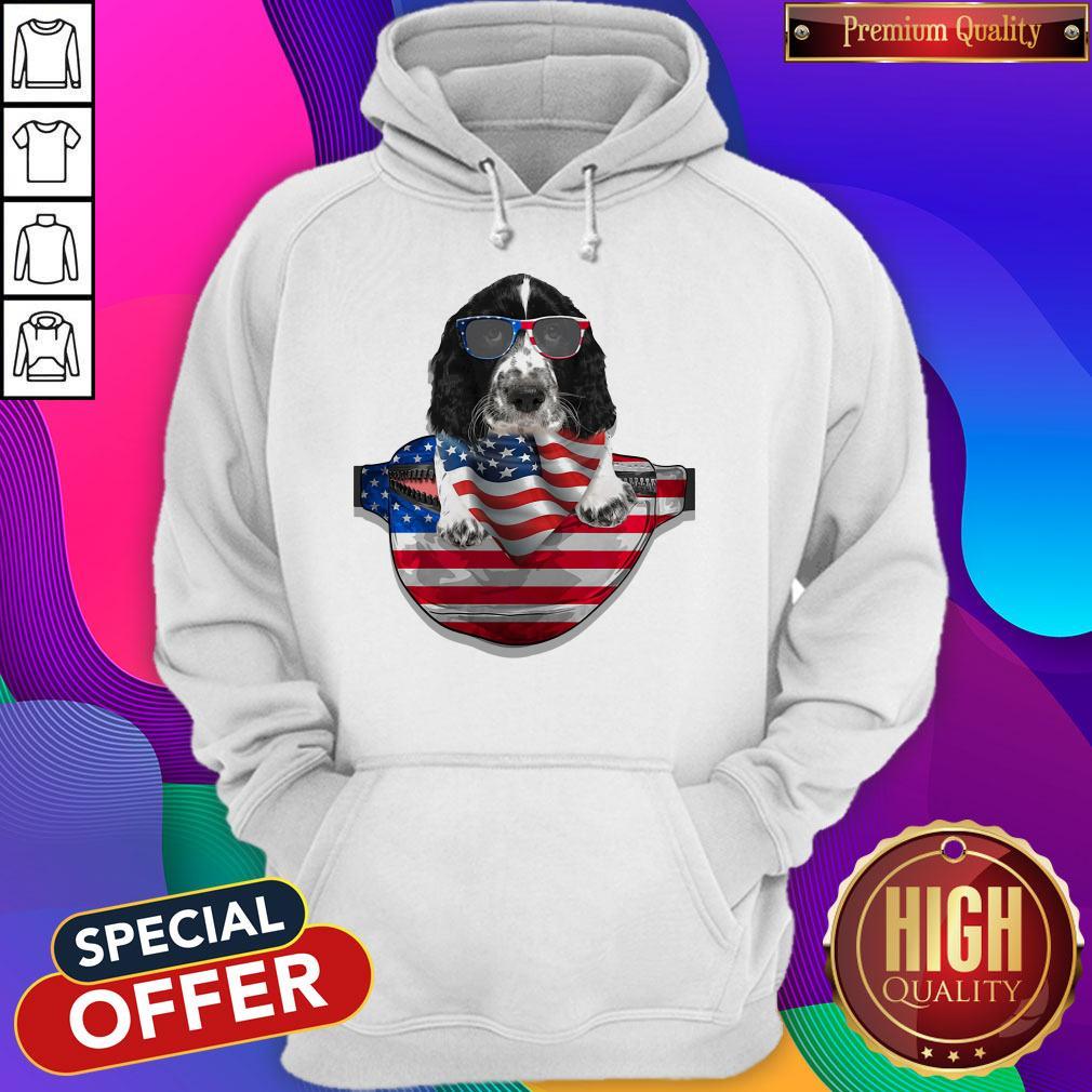 Springer Spaniel Waist Pack Flag American Flag Independence Day Shirt - Image 5