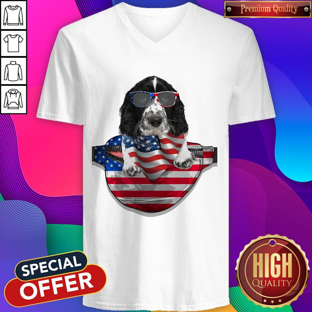 Springer Spaniel Waist Pack Flag American Flag Independence Day Shirt - Image 3
