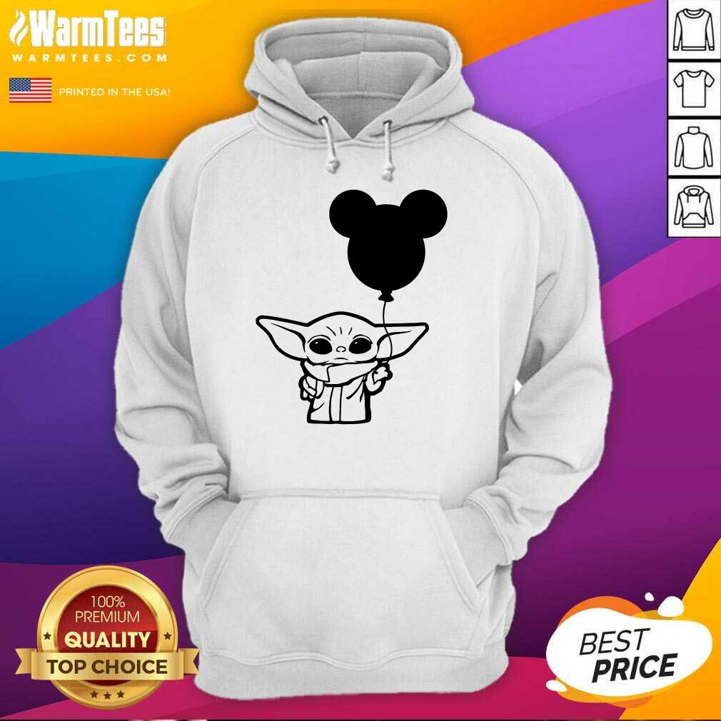 Star Wars Baby Yoda Holding Balloon Mickey Mouse Shirt - Image 5