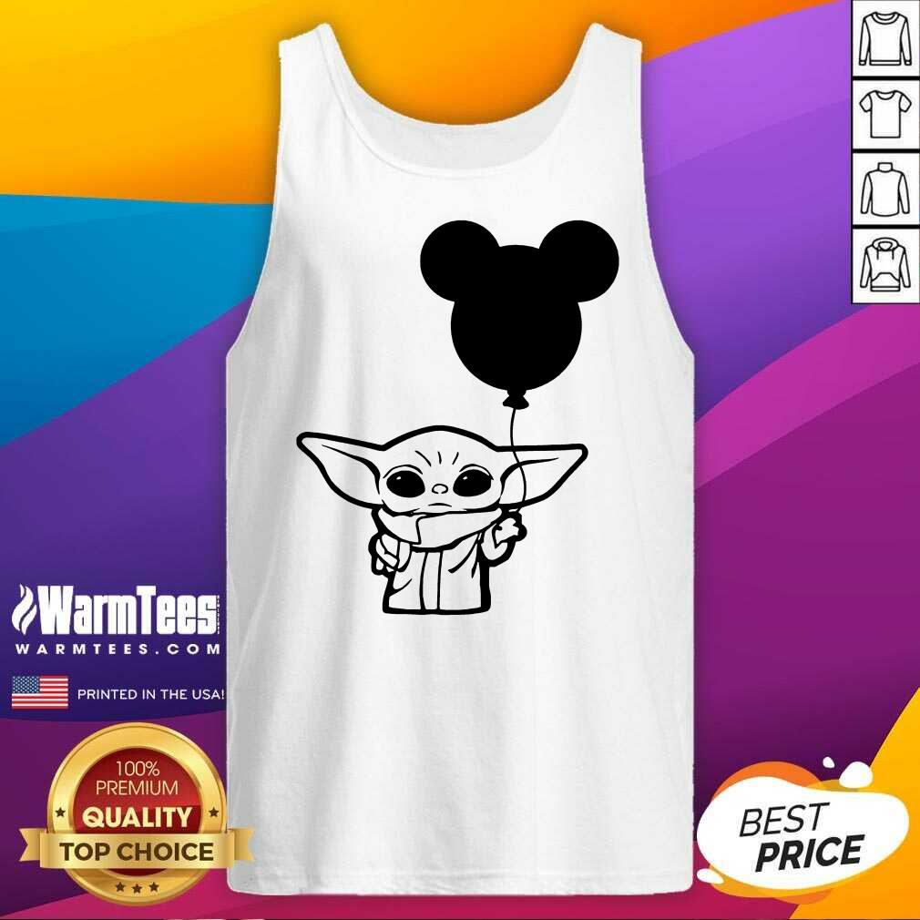 Star Wars Baby Yoda Holding Balloon Mickey Mouse Shirt - Image 3