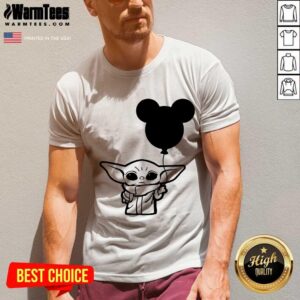 Alternative view of Star Wars Baby Yoda Holding Balloon Mickey Mouse Shirt