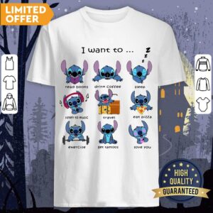 Stitch I Want To Read Books Drink Coffee Shirt