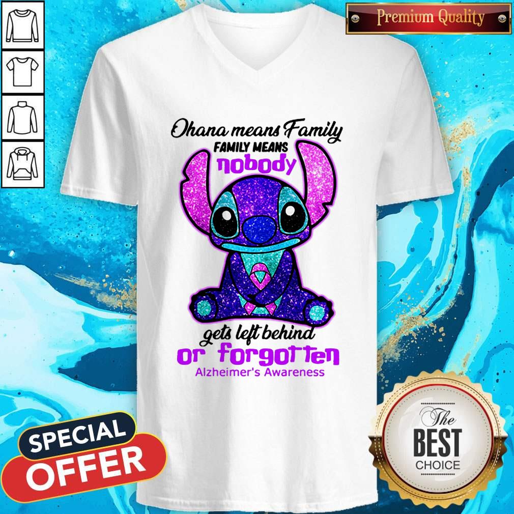 Stitch Ohana Means Family Family Means Nobody Gets Left Behind Or Forgotten Alzheimer’s Awareness Shirt - Image 3