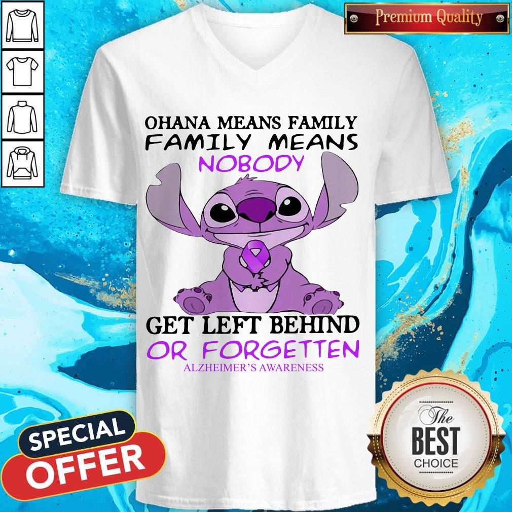 Stitch Ohana Means Family Family Means Nobody Gets Left Behind Or Forgotten Alzheimer’s Awareness Shirt - Image 2