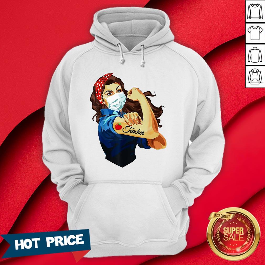 Strong Girl Mask Teacher Tattoos Coronavirus Shirt - Image 5