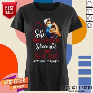 Alternative view of Strong Girl Nurse Medical Imaging Shirt