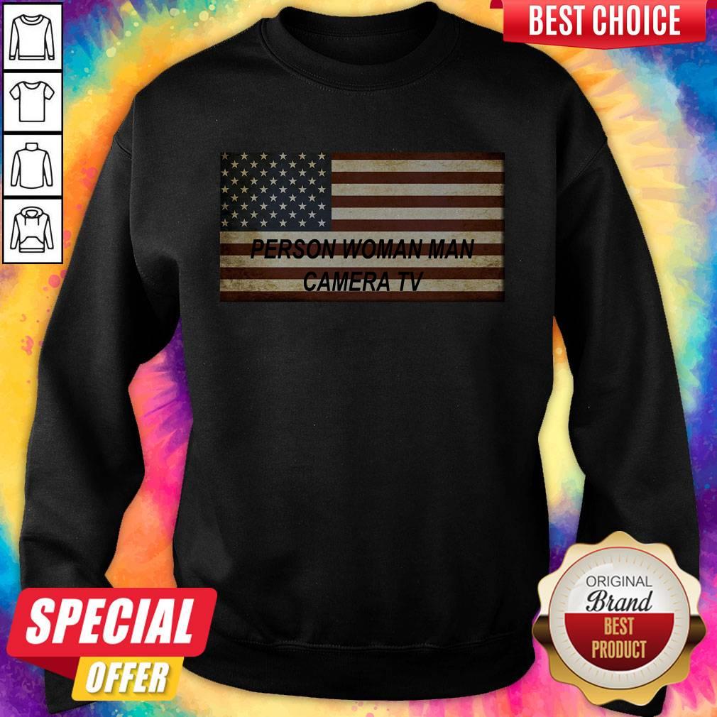 Stunning Person Woman Man Camera TV American Flag Shirt - Image 4