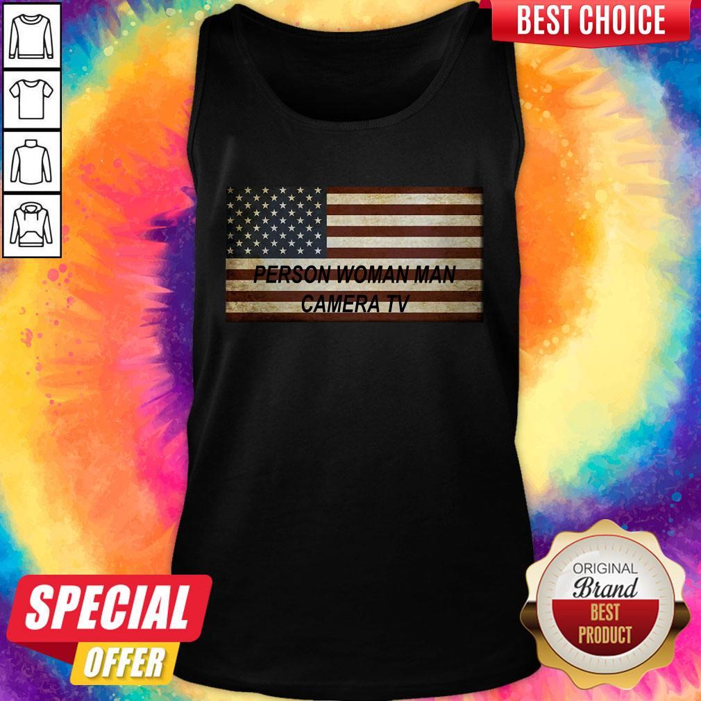 Stunning Person Woman Man Camera TV American Flag Shirt - Image 3