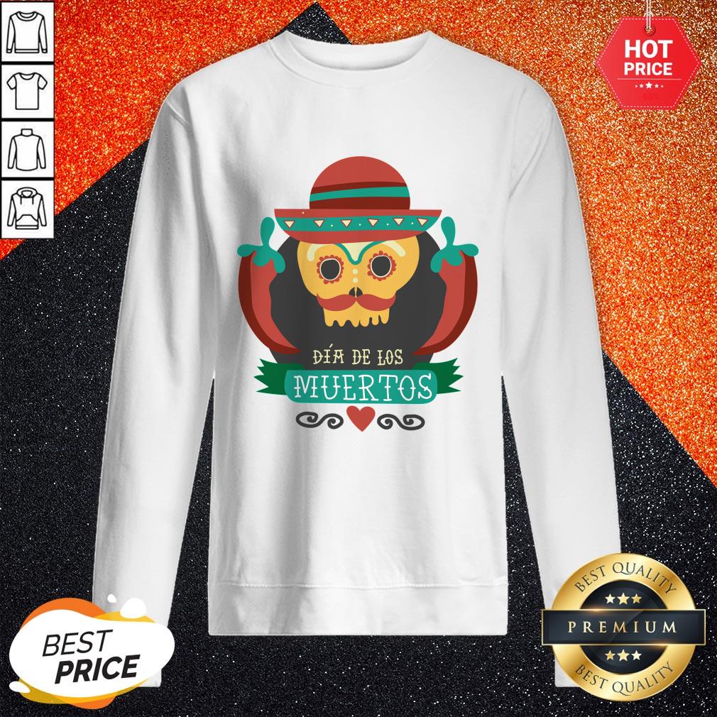 Sugar Skull Black Dia De Muertos Mexico Holiday Shirt - Image 4