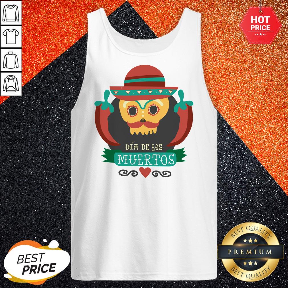 Sugar Skull Black Dia De Muertos Mexico Holiday Shirt - Image 3