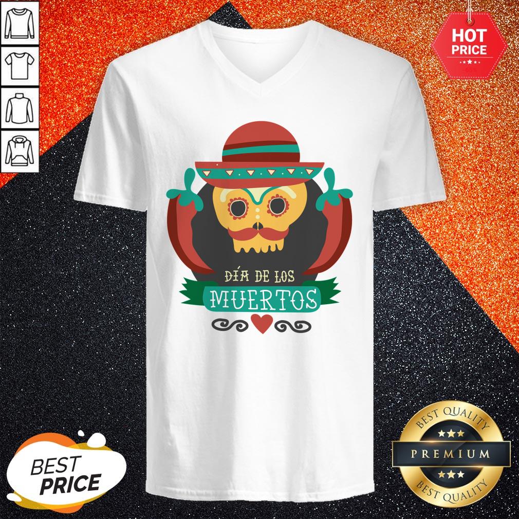 Sugar Skull Black Dia De Muertos Mexico Holiday Shirt - Image 2