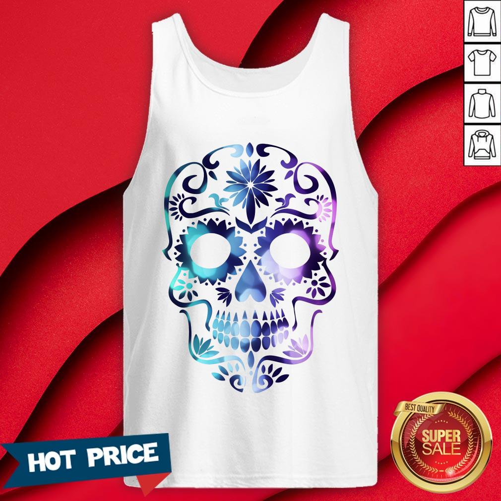 Sugar Skull Color Day Of The Dead Muertos Shirt - Image 2