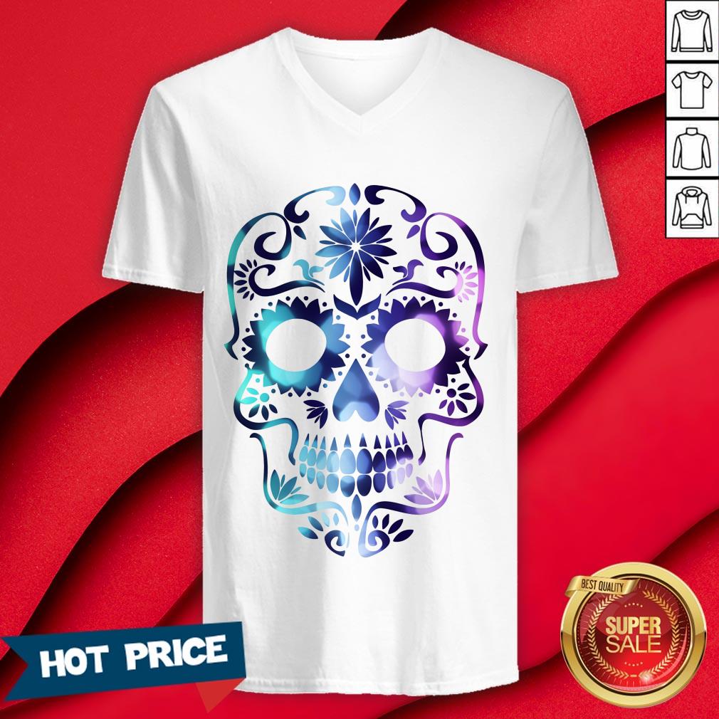 Sugar Skull Color Day Of The Dead Muertos Shirt - Image 3