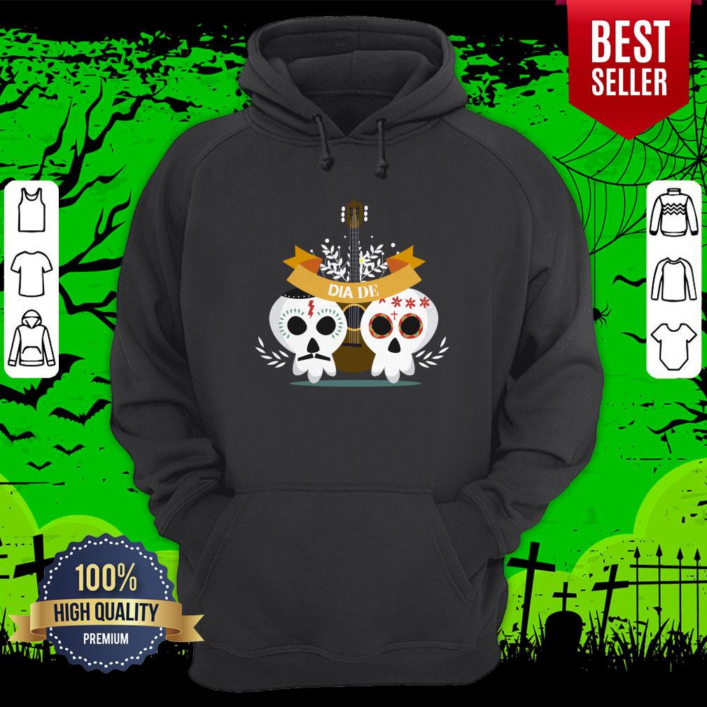Sugar Skull Couple Guitar Day Of The Dead Shirt - Image 3