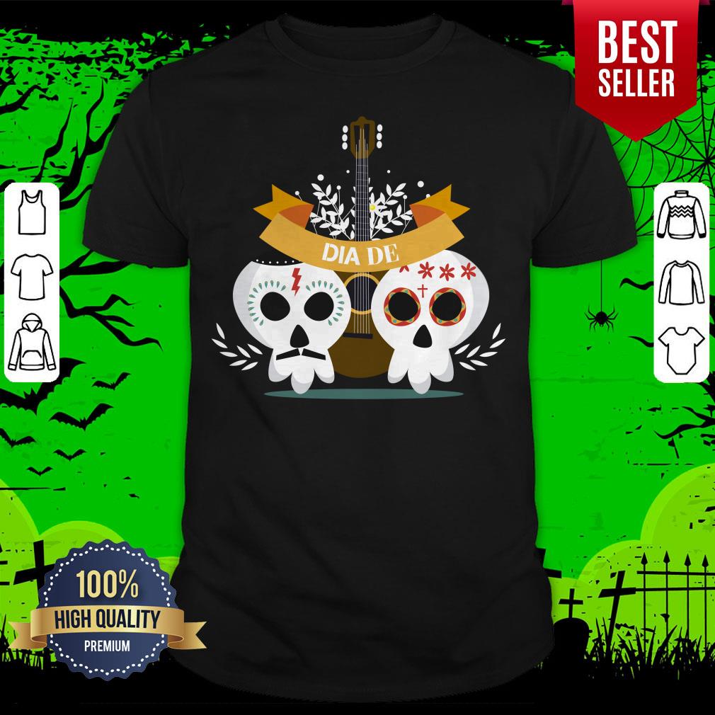 Sugar Skull Couple Guitar Day Of The Dead Shirt