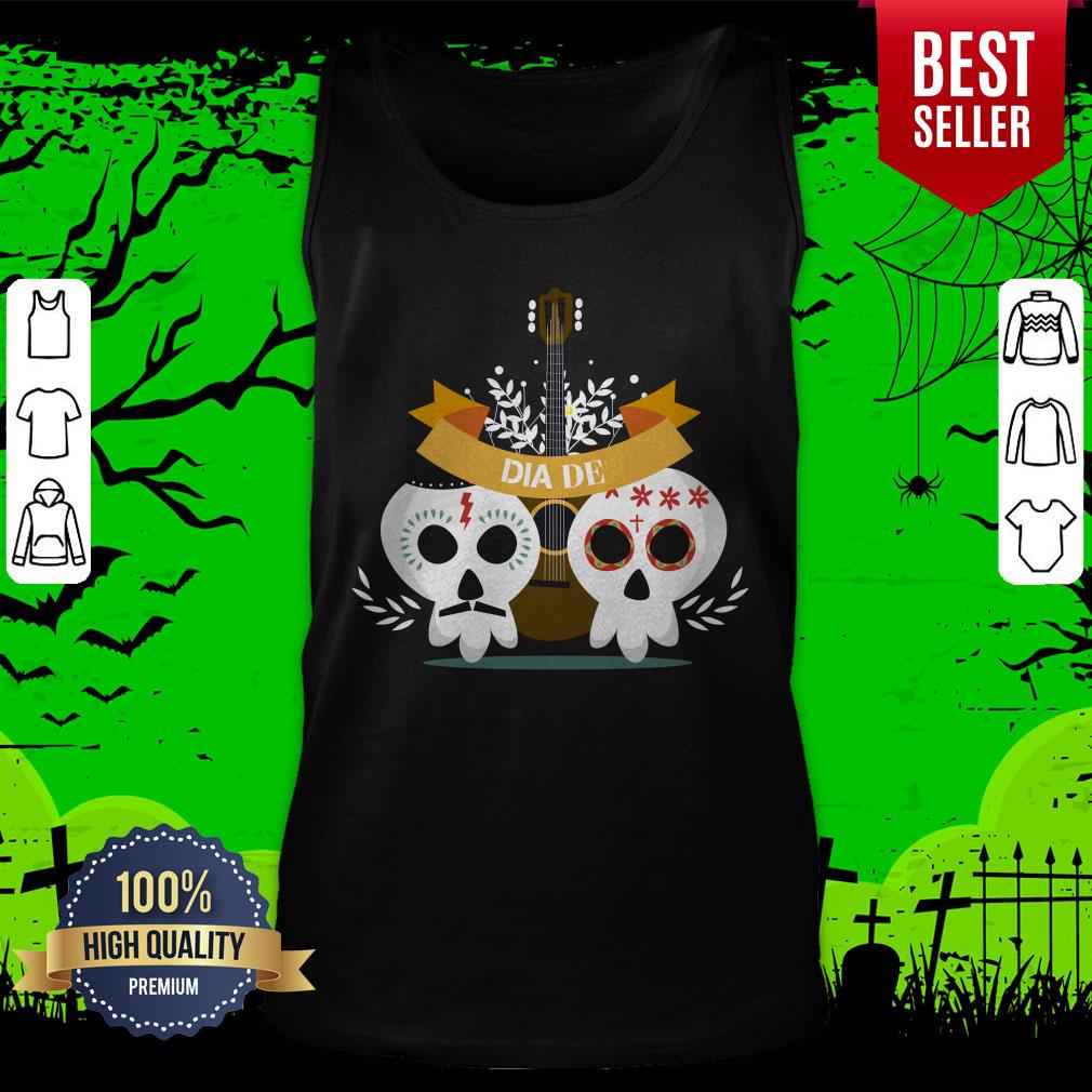 Sugar Skull Couple Guitar Day Of The Dead Shirt - Image 5