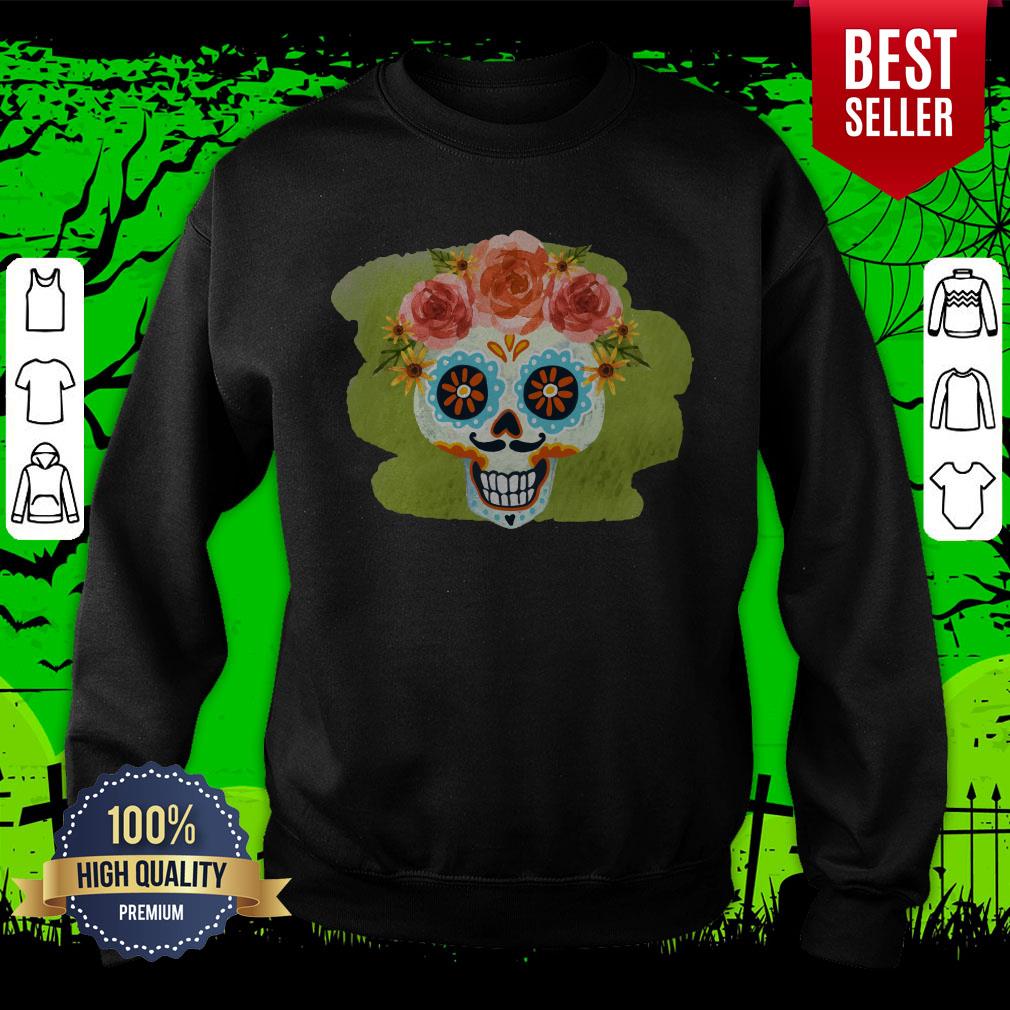 Sugar Skull Day Of The Dead In Mexican Shirt - Image 2