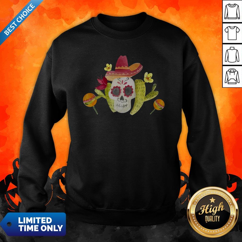 Sugar Skull Day Of The Dead In Mexican Shirt - Image 5