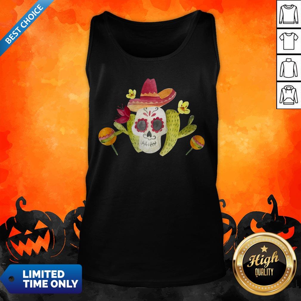 Sugar Skull Day Of The Dead In Mexican Shirt - Image 4