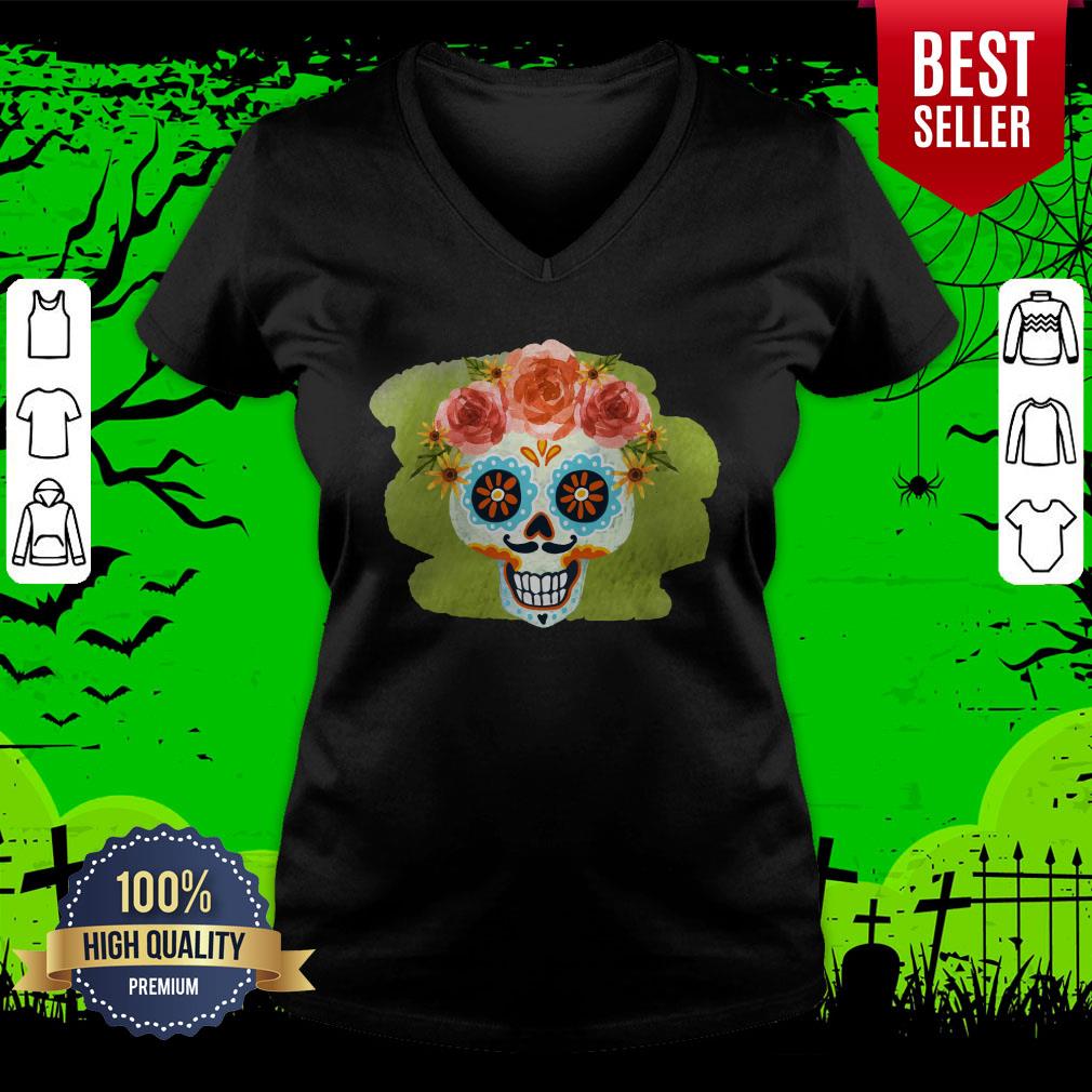 Sugar Skull Day Of The Dead In Mexican Shirt - Image 4