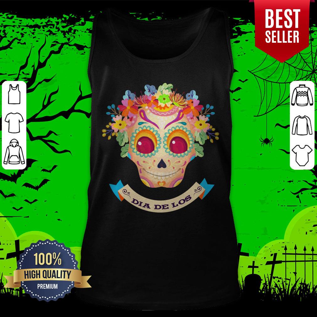 Sugar Skull Flower Dia De Los Muertos Shirt - Image 4