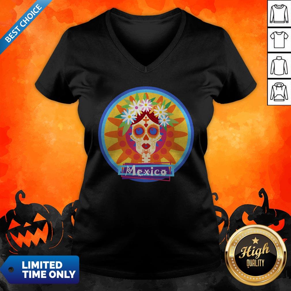 Sugar Skull Girl Day Of Dead Dia De Muertos Mexico Shirt - Image 3