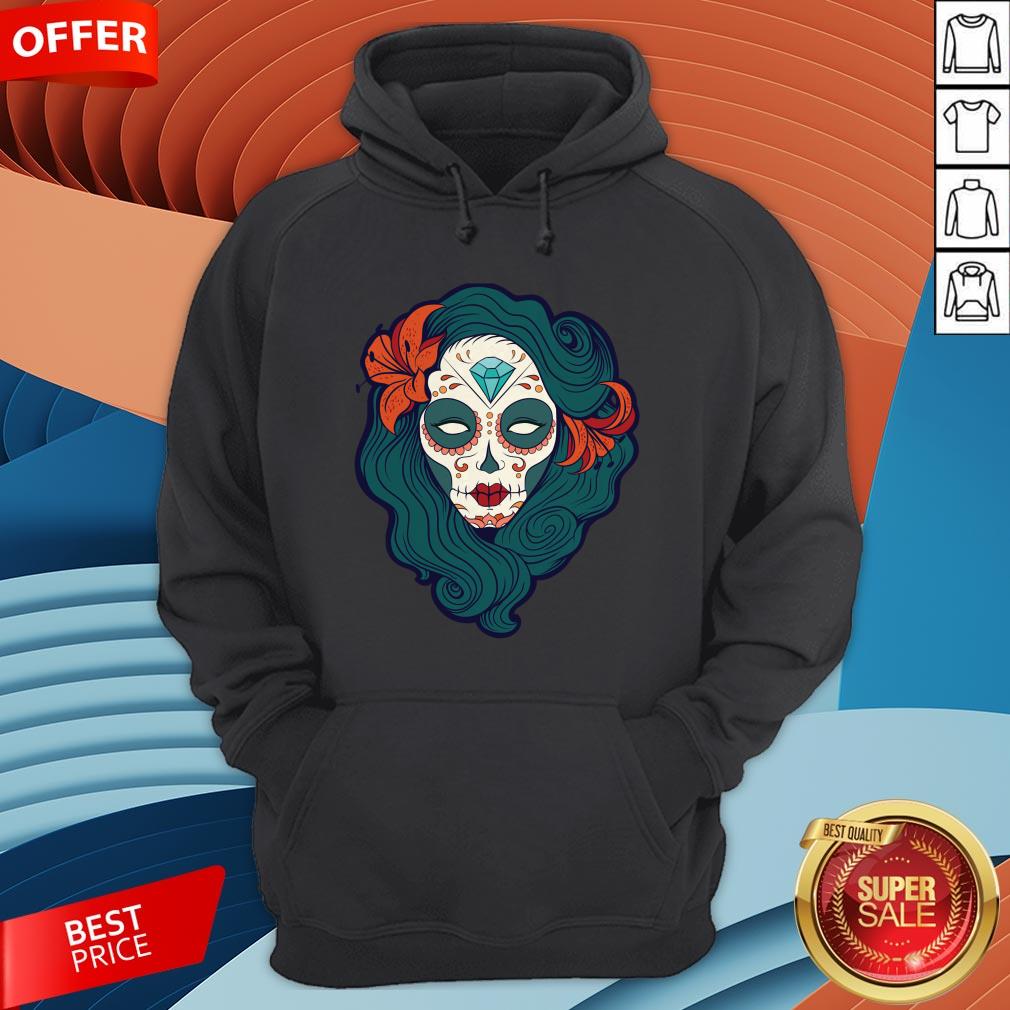 Sugar Skull Girl Day Of The Dead Dia De Muertos Shirt - Image 5