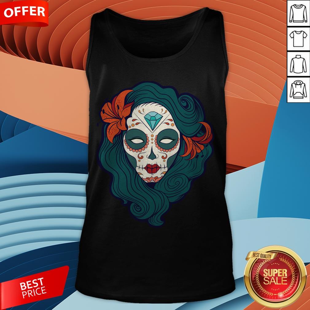 Sugar Skull Girl Day Of The Dead Dia De Muertos Shirt - Image 3