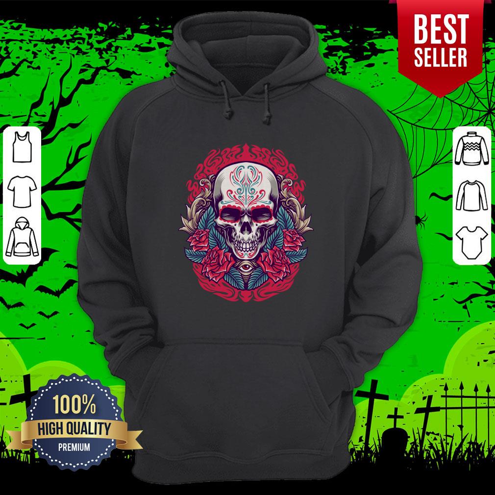 Sugar Skull Rose Eye Day Of The Dead Shirt - Image 3