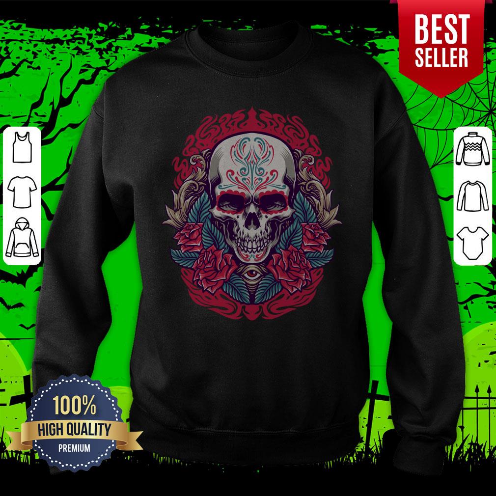 Sugar Skull Rose Eye Day Of The Dead Shirt - Image 2