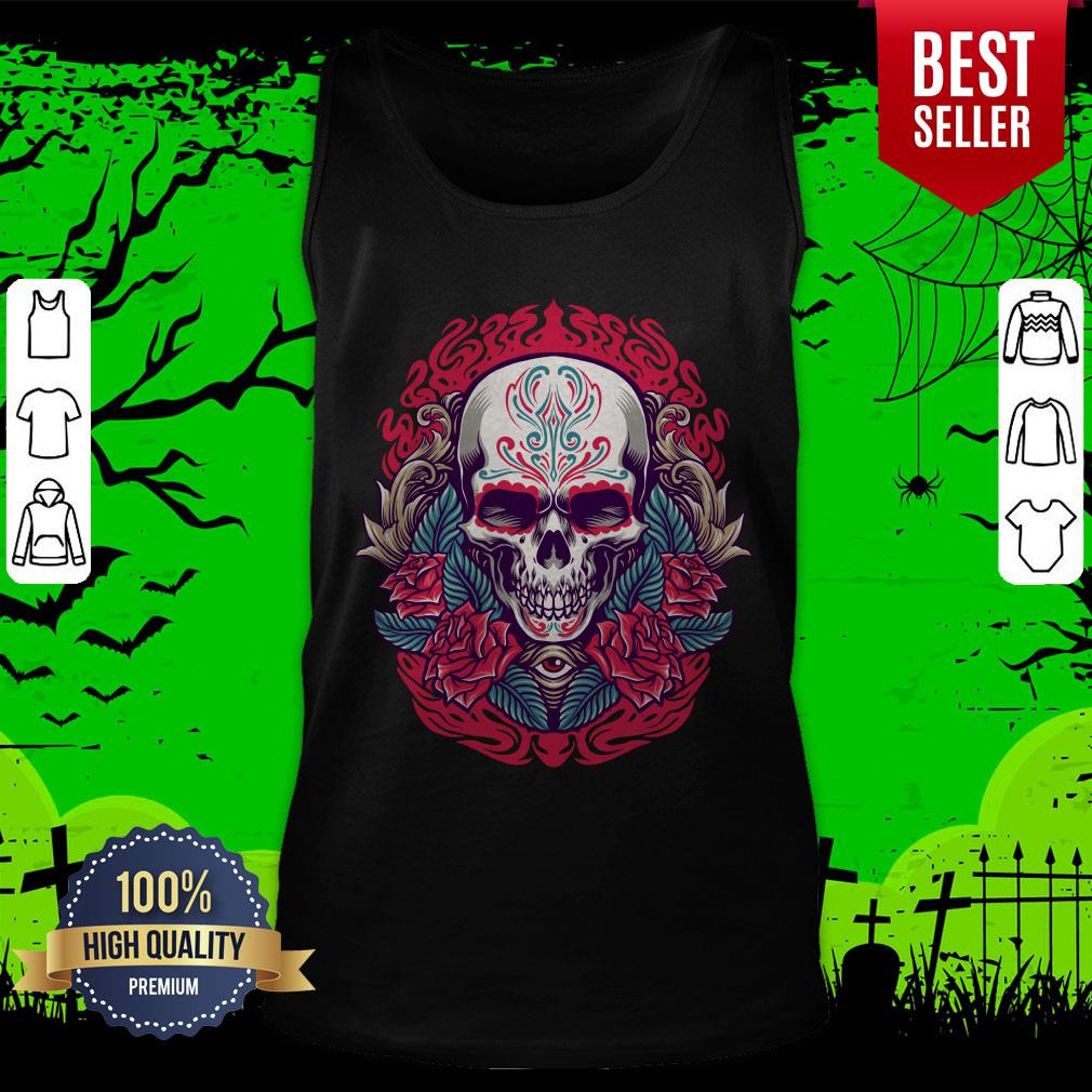 Sugar Skull Rose Eye Day Of The Dead Shirt - Image 5