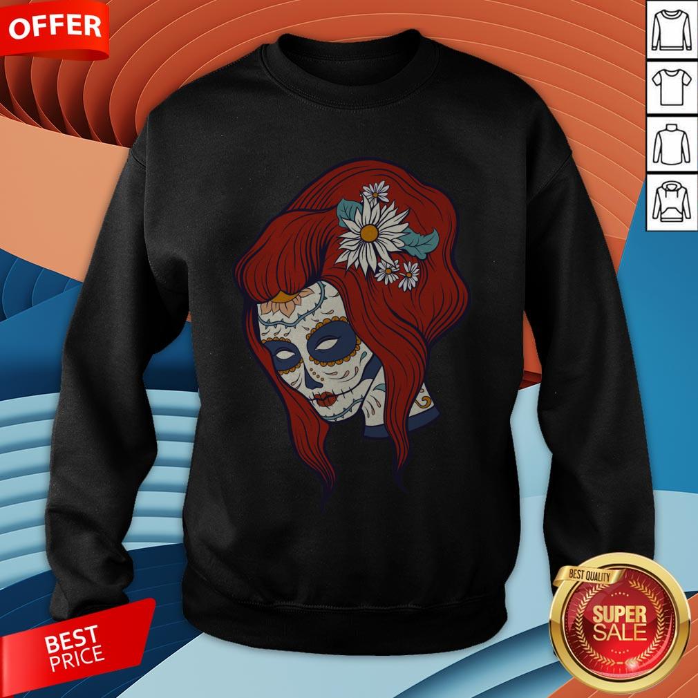 Sugar Skull Woman Day Of Dead Dia De Los Muertos Shirt - Image 4