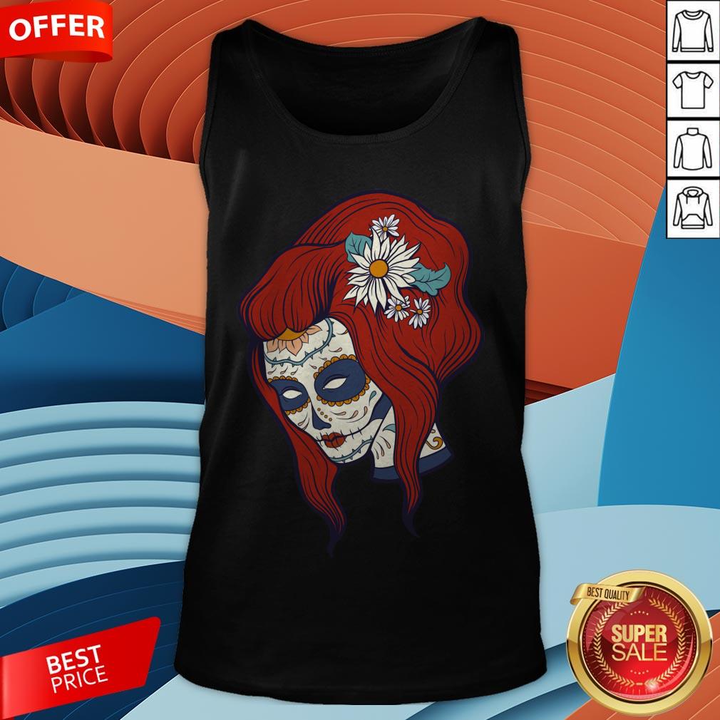 Sugar Skull Woman Day Of Dead Dia De Los Muertos Shirt - Image 3