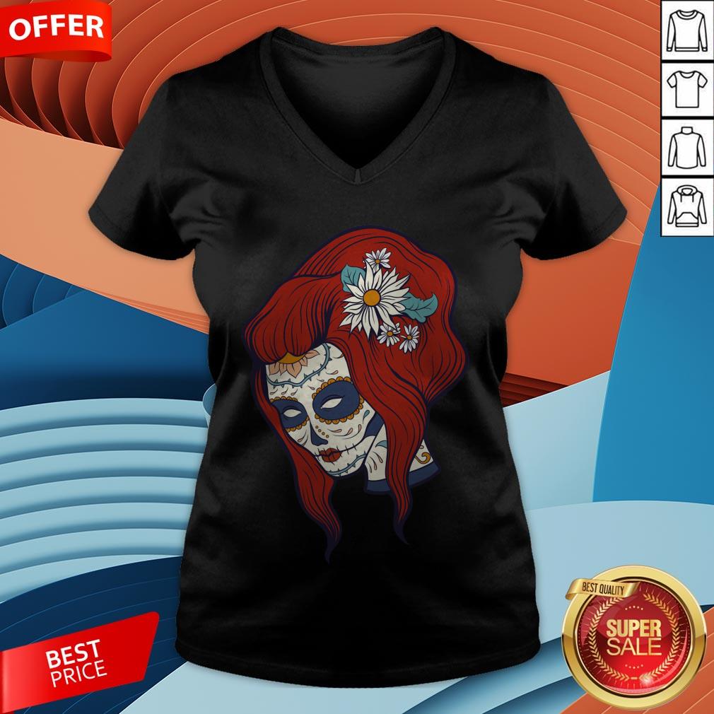 Sugar Skull Woman Day Of Dead Dia De Los Muertos Shirt - Image 2