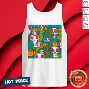 Alternative view of Sugar Skulls Cacti And Atomic Coffee Day Of The Dead Shirt
