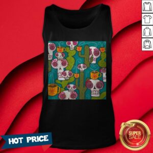 Alternative view of Sugar Skulls Cacti And Atomic Coffee Day Of The Dead T-Shirt