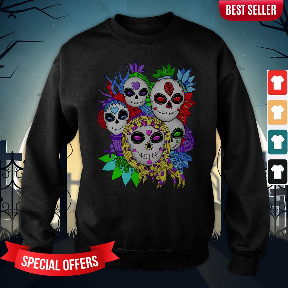 Sugar Skulls Family Day Of The Dead Mexican Holiday Shirt - Image 4